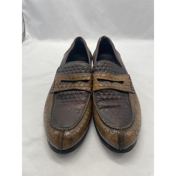 Cerruti Bespoke Leather Italy‎ Hexagon Pattern Loafers Dress Shoes Men’s 10.5 main image 12